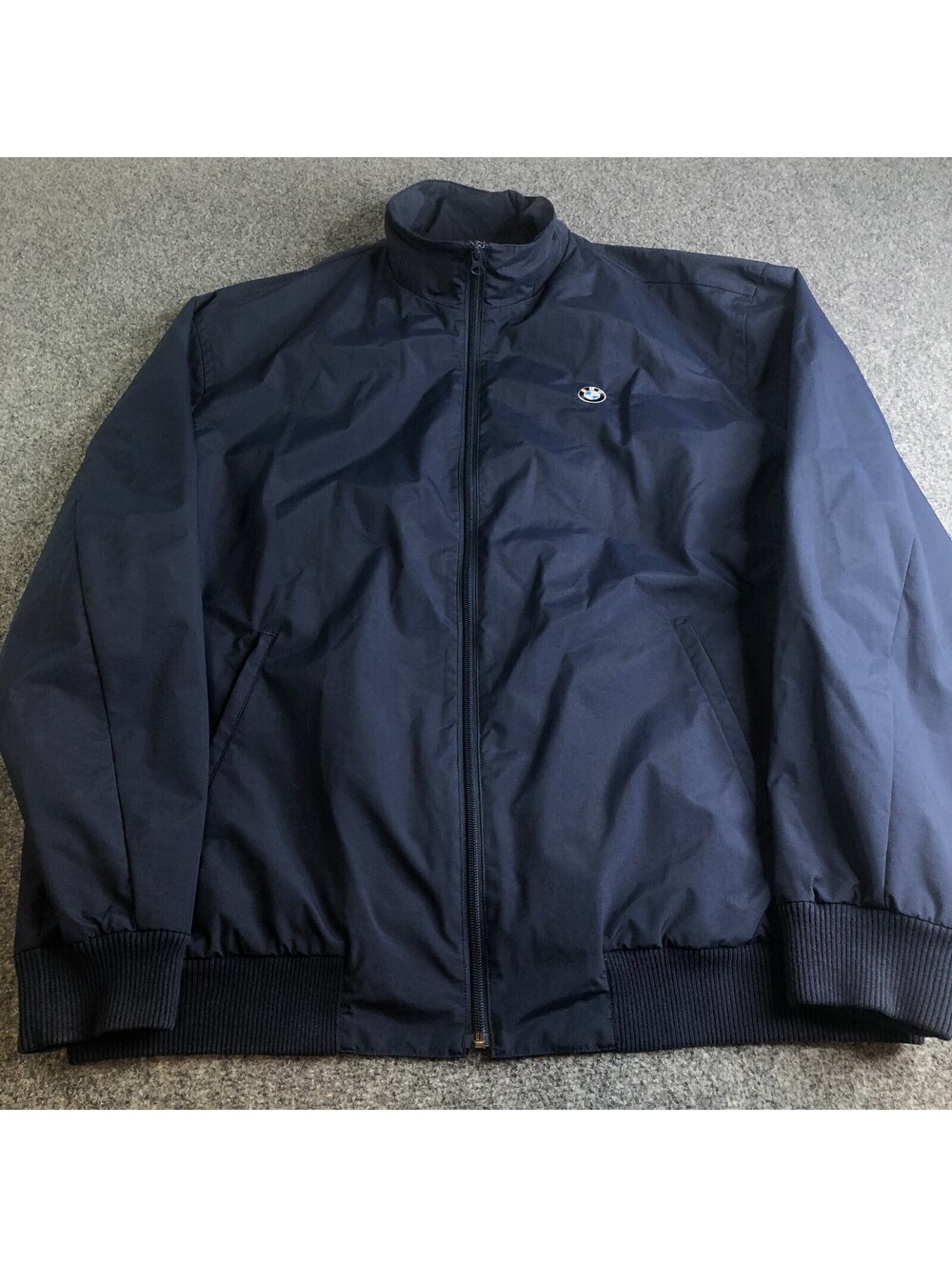 BMW Full Zip Driving Jacket Mens Extra Large Blue Minimalist Pockets Logo Nylon
